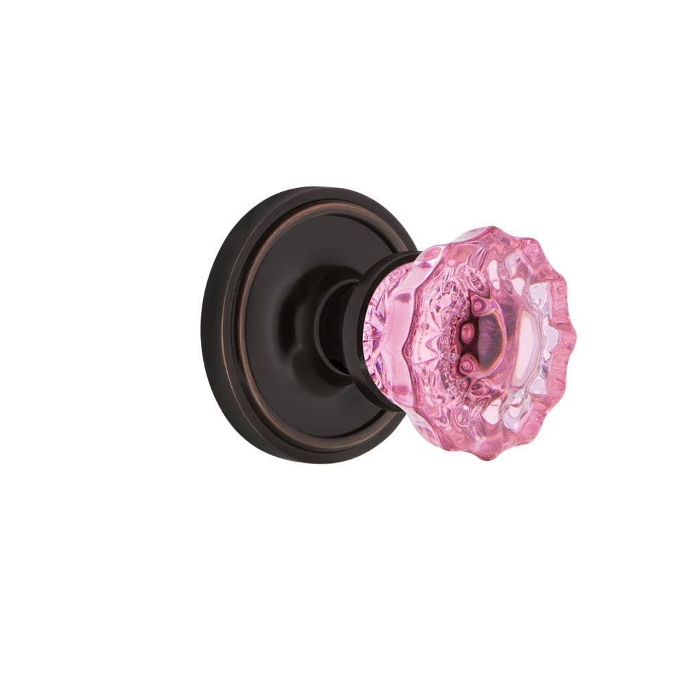 Crystal Pink Glass Door Knob in Timeless Bronze Y520856