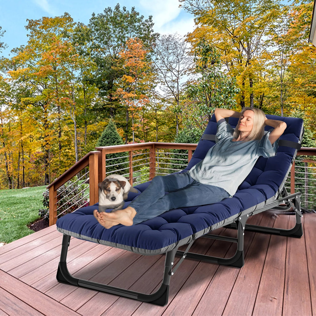 Adjustable 4-Position Folding Camping Cot with Pillow A69980