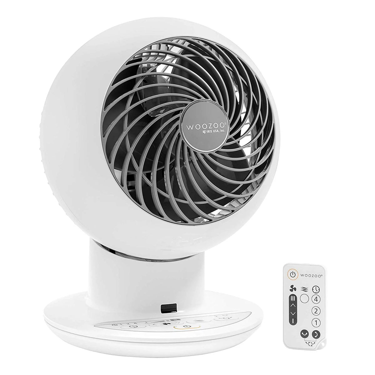 White Remote Controlled Compact Globe Oscillating Circulating Fan Y8201