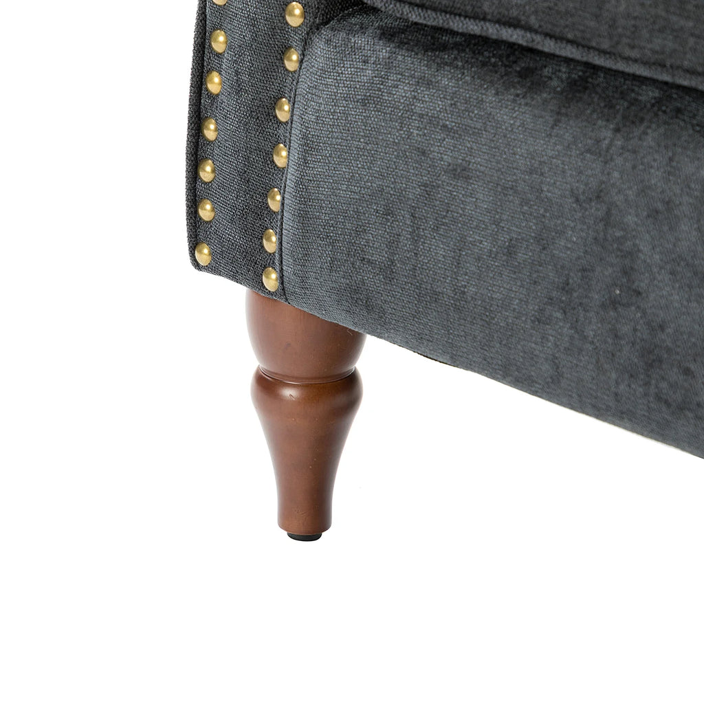 Charcoal Upholstered Accent Chair with Wood Legs Z1622