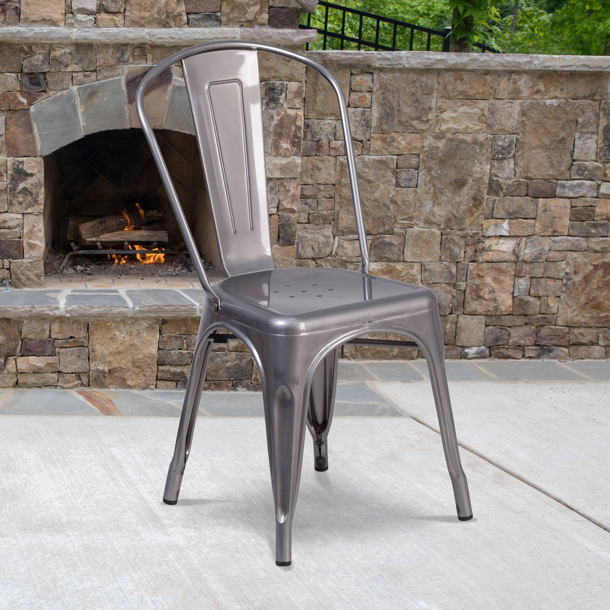 Grey Metal Stackable Indoor Chair O90609