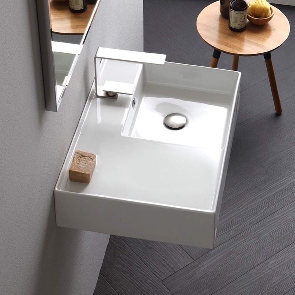 White One Hole Bathroom Sink M90313