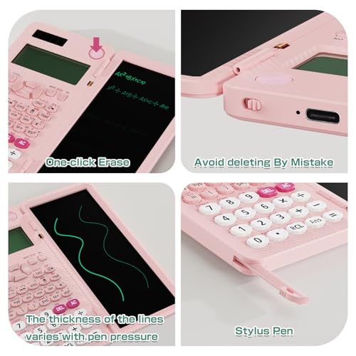 82 MS Foldable 2-Line Display Scientific Calculator with Writing Tablet, Solar and Battery Powered Z4340