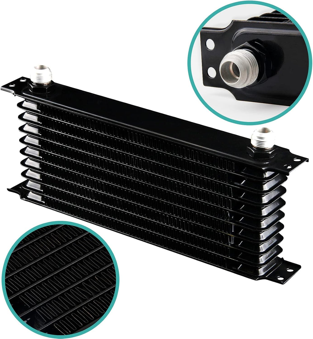 10 Row AN10 Oil Cooler Kit Universal Aluminium Alloy Black I492849