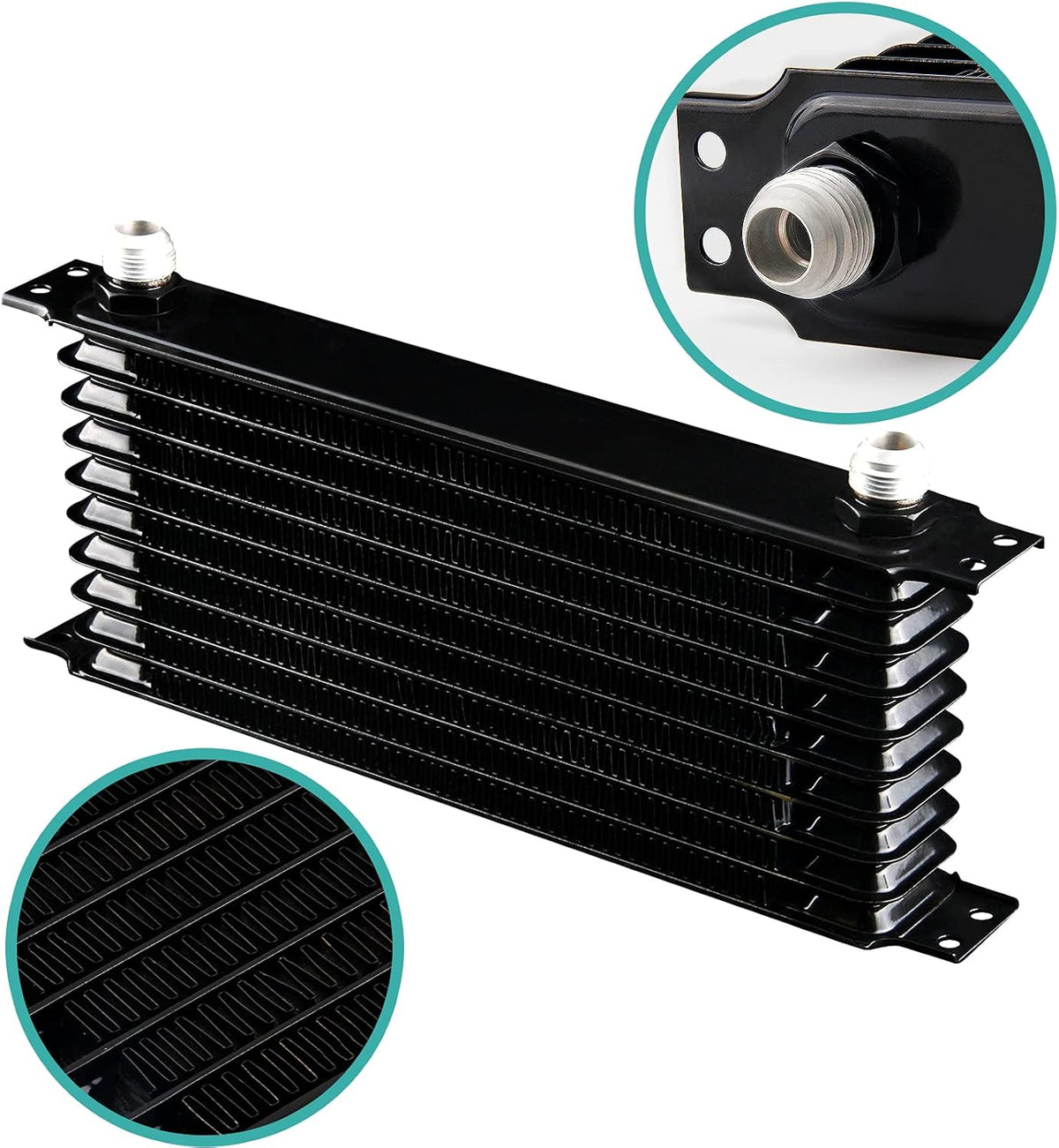 10 Row AN10 Oil Cooler Kit Universal Aluminium Alloy Black I492849