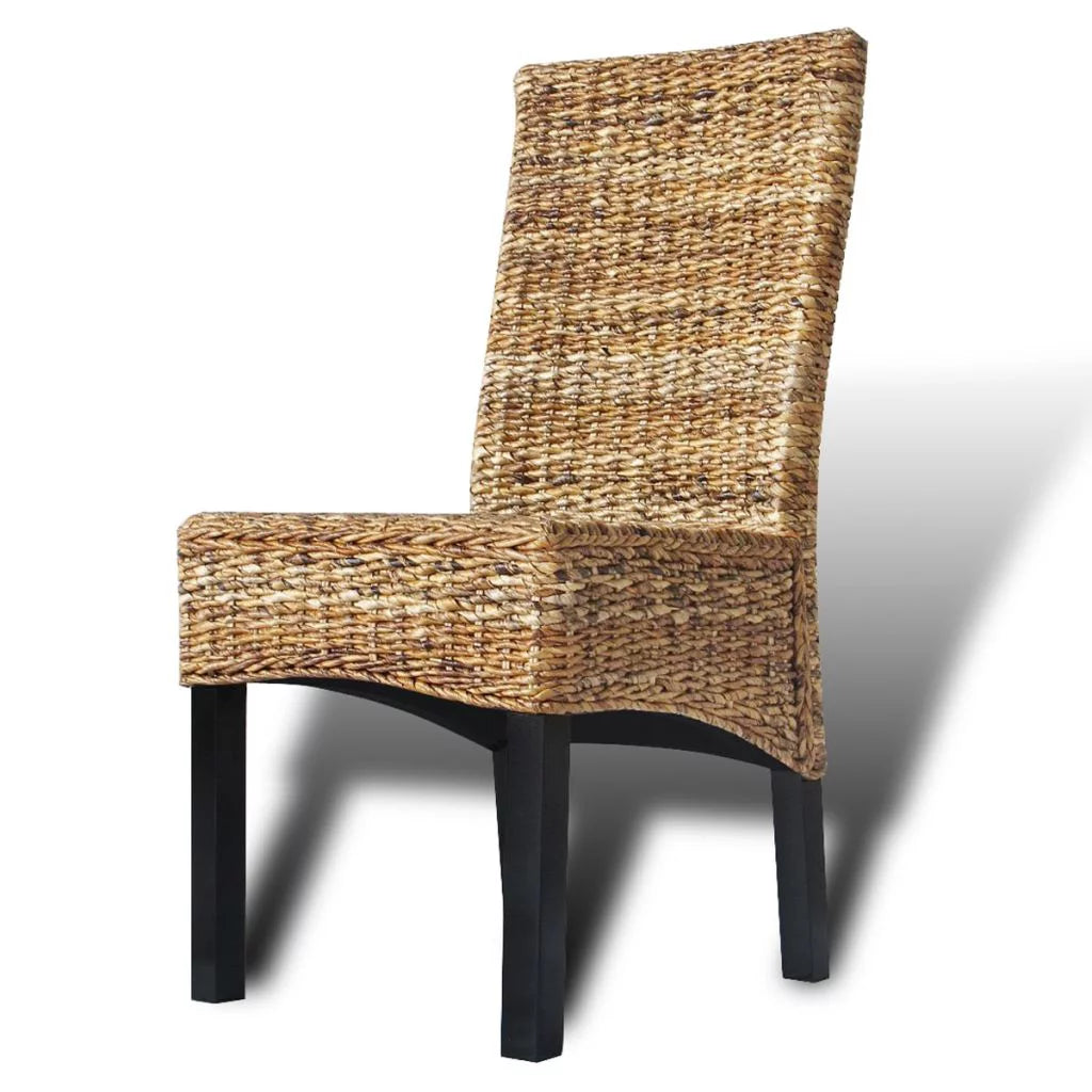 6 pcs Abaca and Solid Mango Wood Dining Chairs Y34110