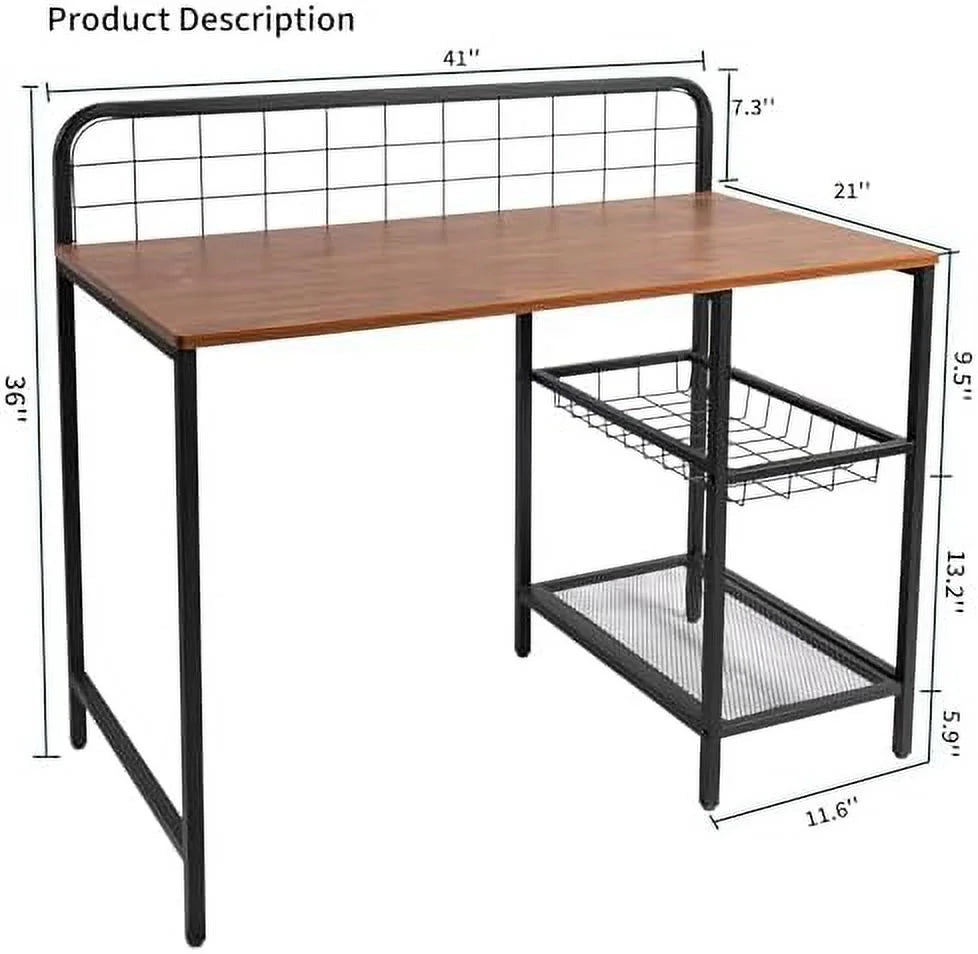 40 inch Computer Desk with 2-Tier Shelves S9682