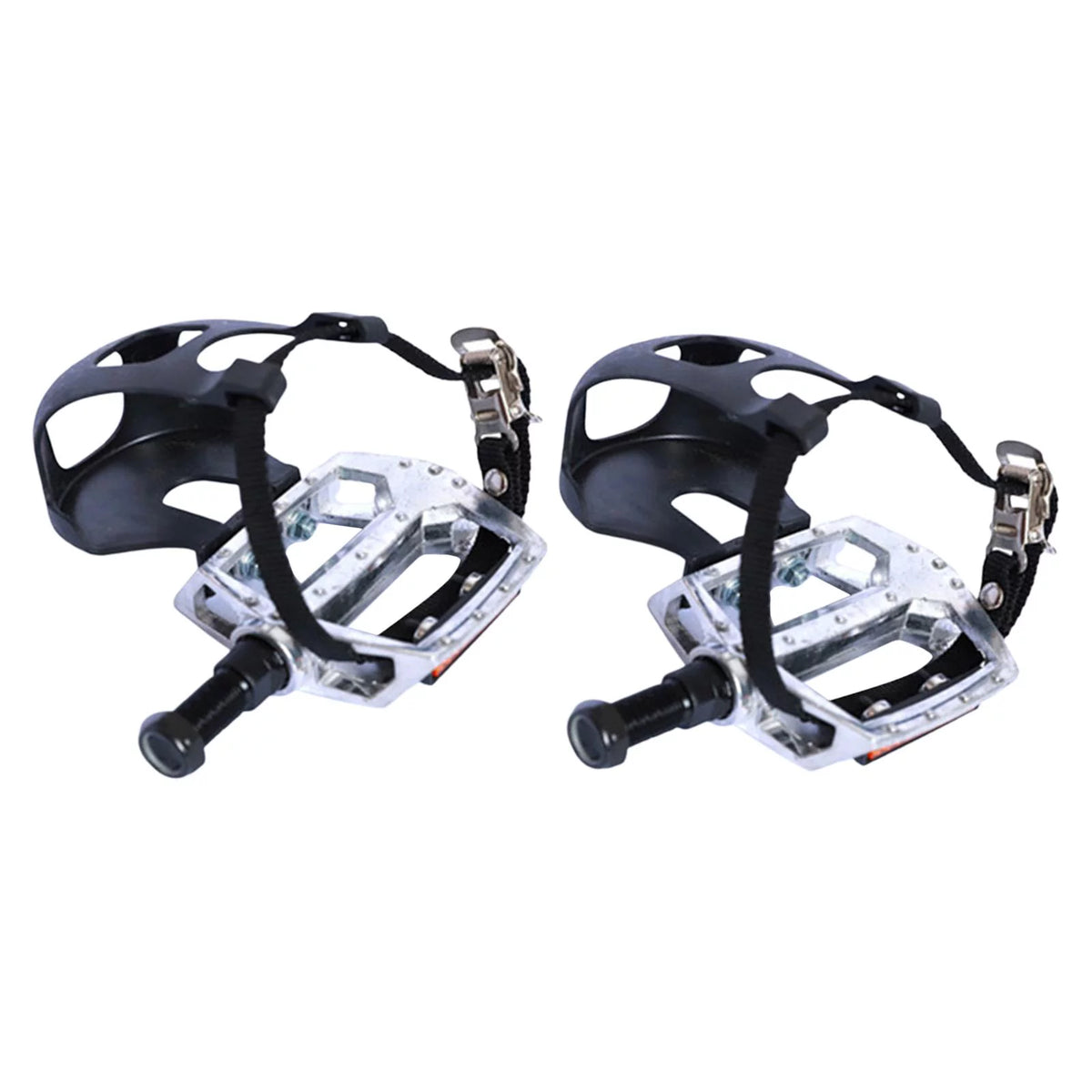 1 Pair Exercise Bike Pedals with Straps and Toe Clips V23411