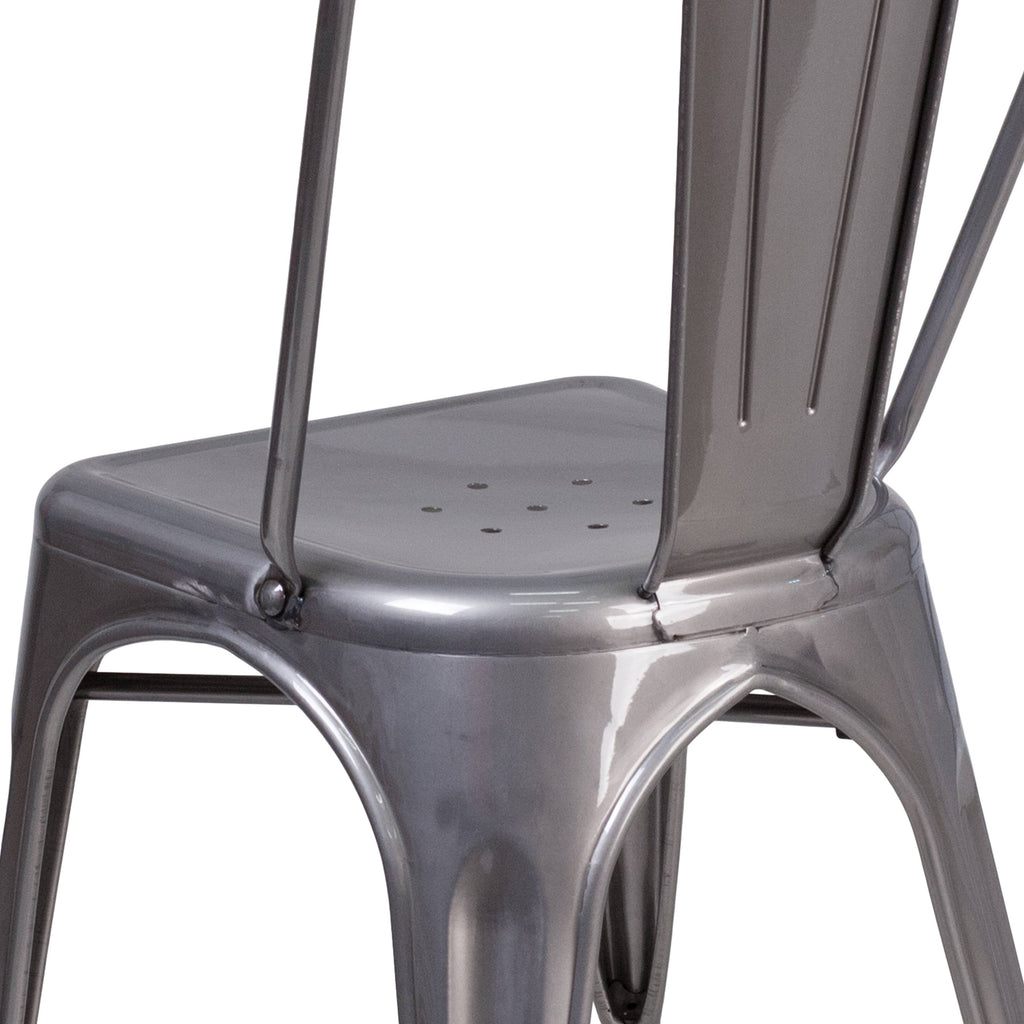 Grey Metal Stackable Indoor Chair O90609