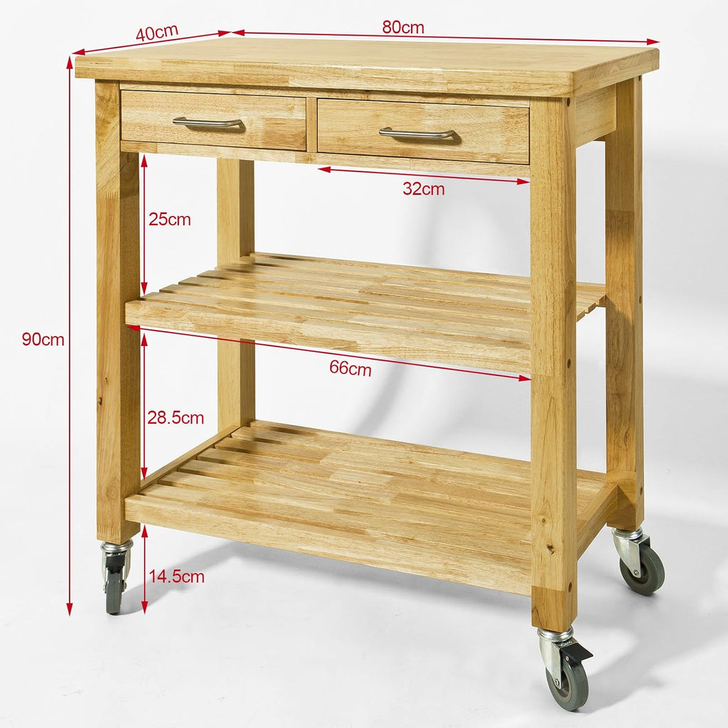 Kitchen Cart with Rubber Wood Top and Drawer I9532
