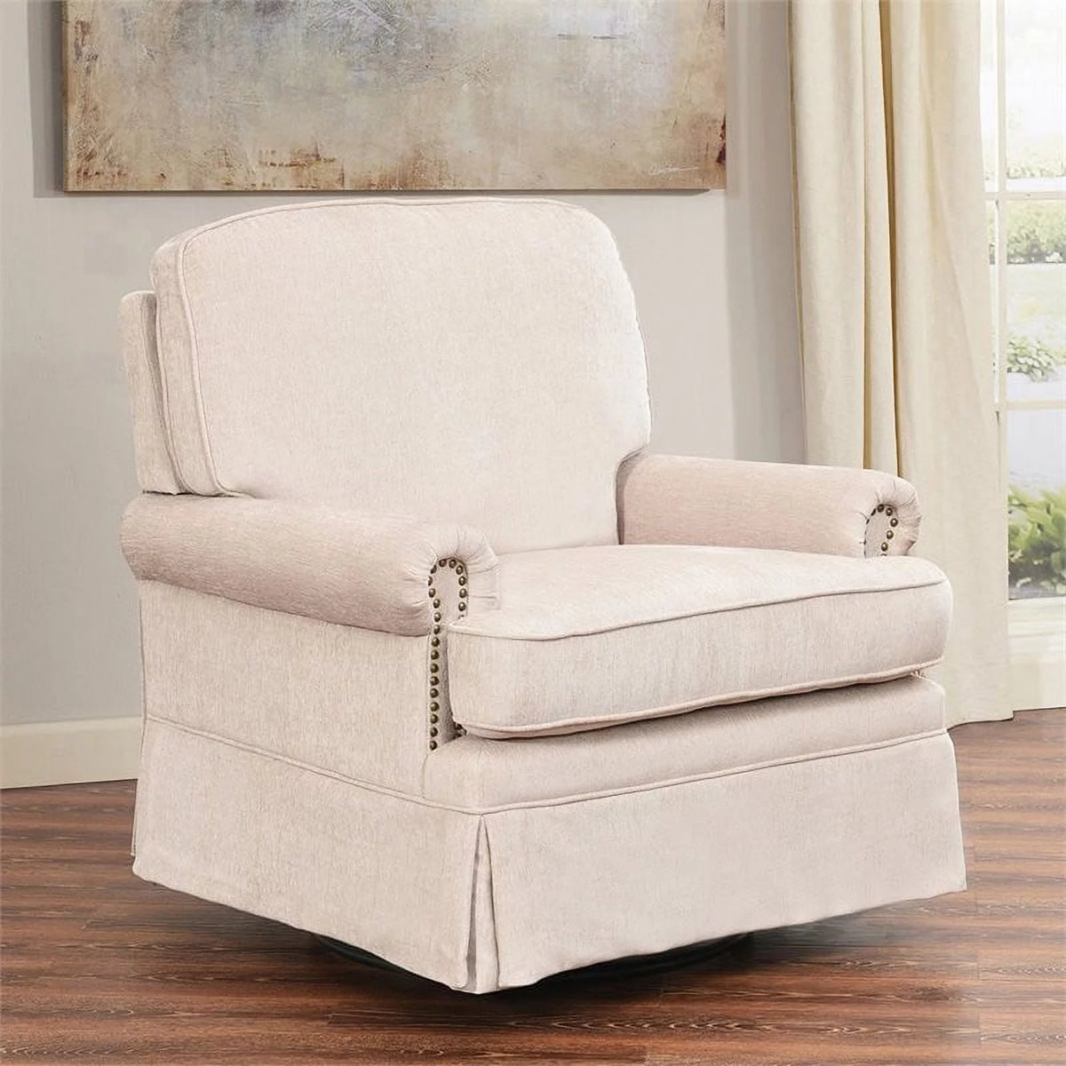 Cream Swivel Glider Chair and Ottoman L325274