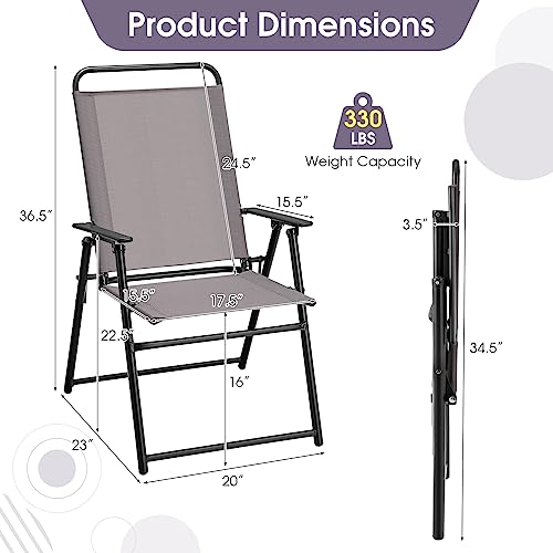 Portable Folding Chairs with Metal Frame & Armrest (4) A67510