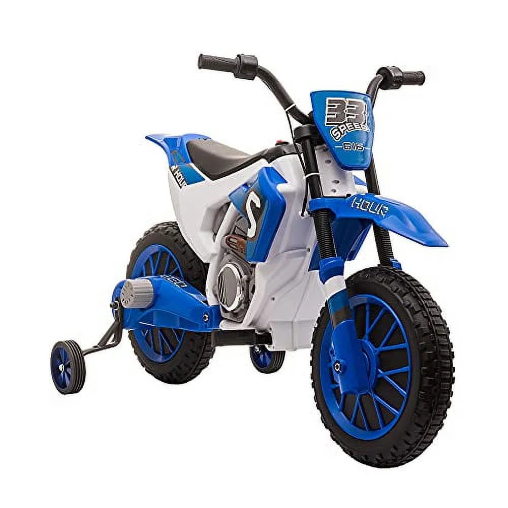 12V Battery-Powered Ride-On Motorcycle with Training Wheels Green B279287