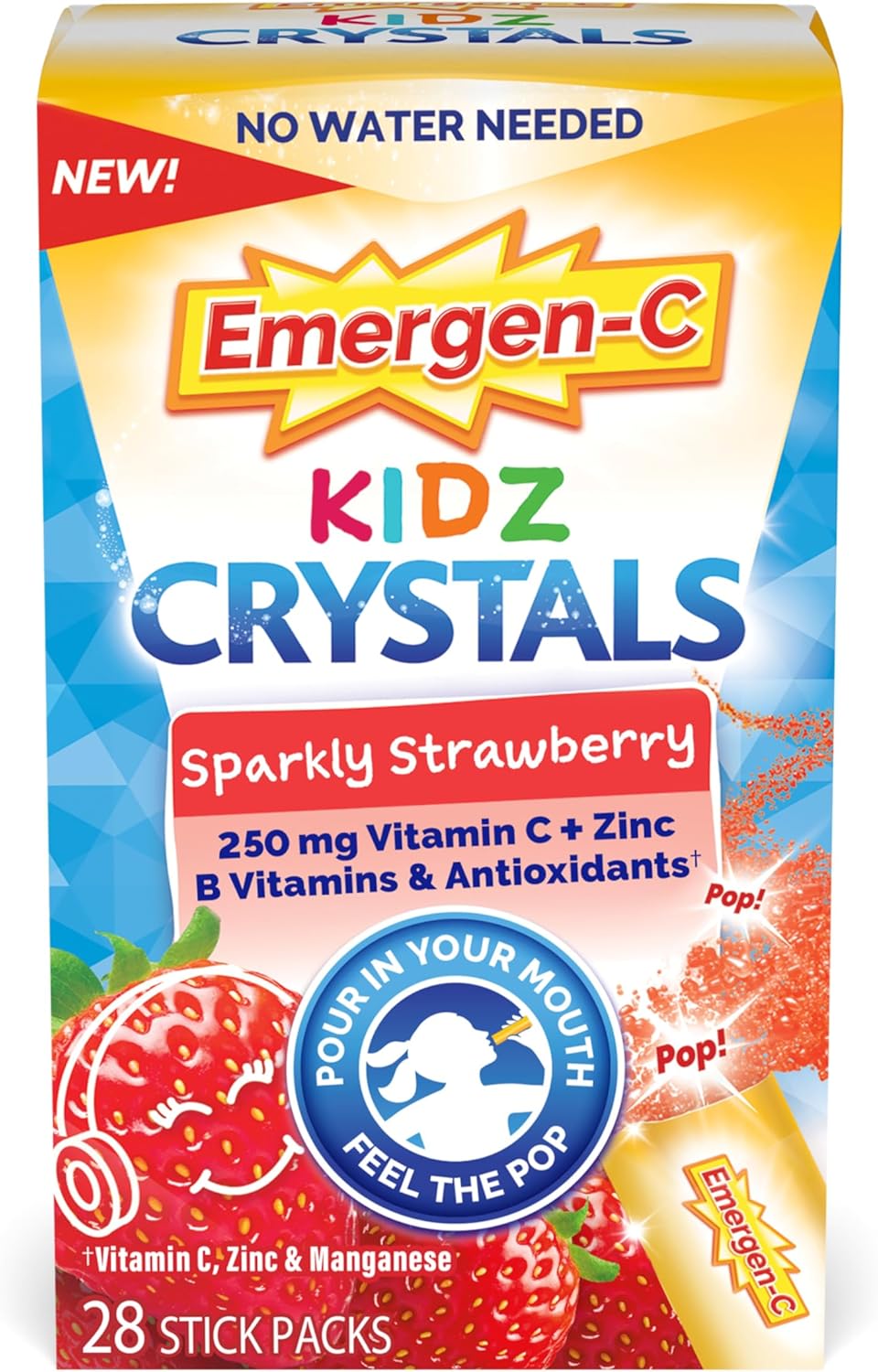 Sparkly Strawberry 28 Stick Packs Vitamin C Supplement K23823