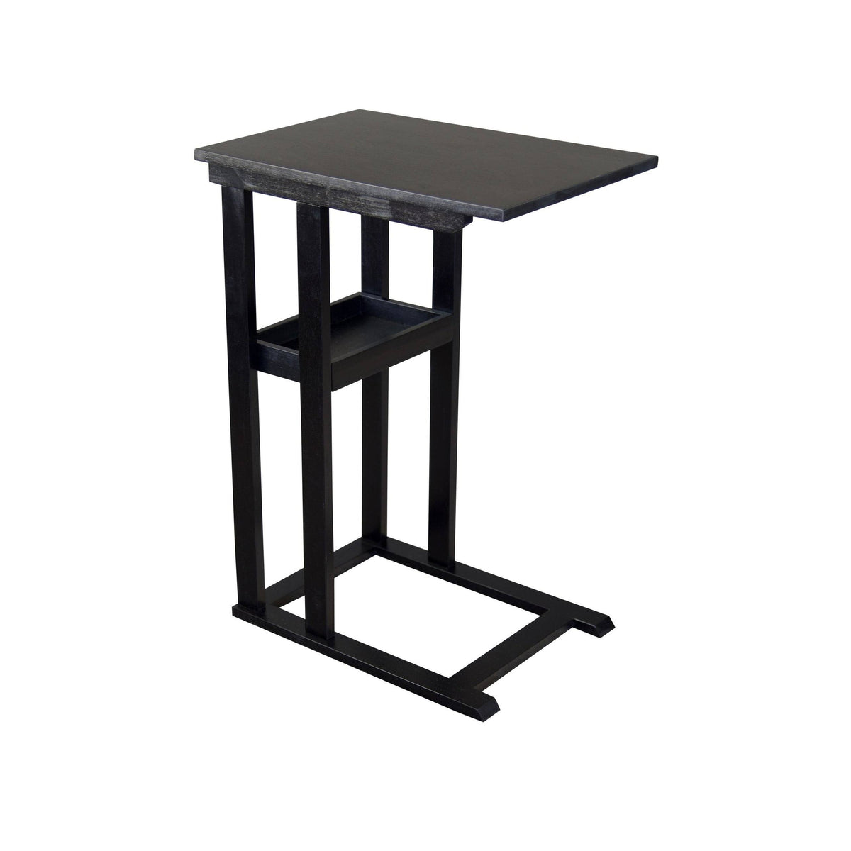 Solid Acacia Wood C Table with Storage Tray - Black M521