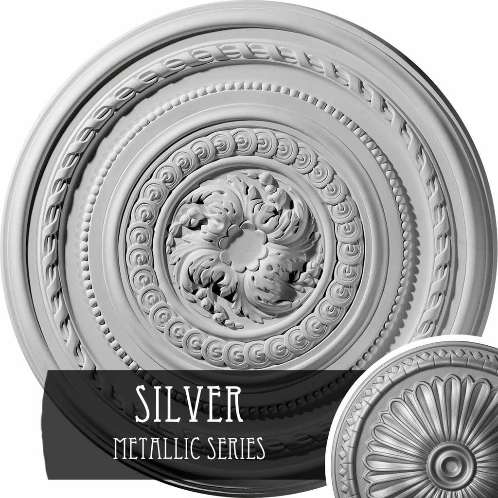 Hand-Painted Silver Ceiling Medallion S327914
