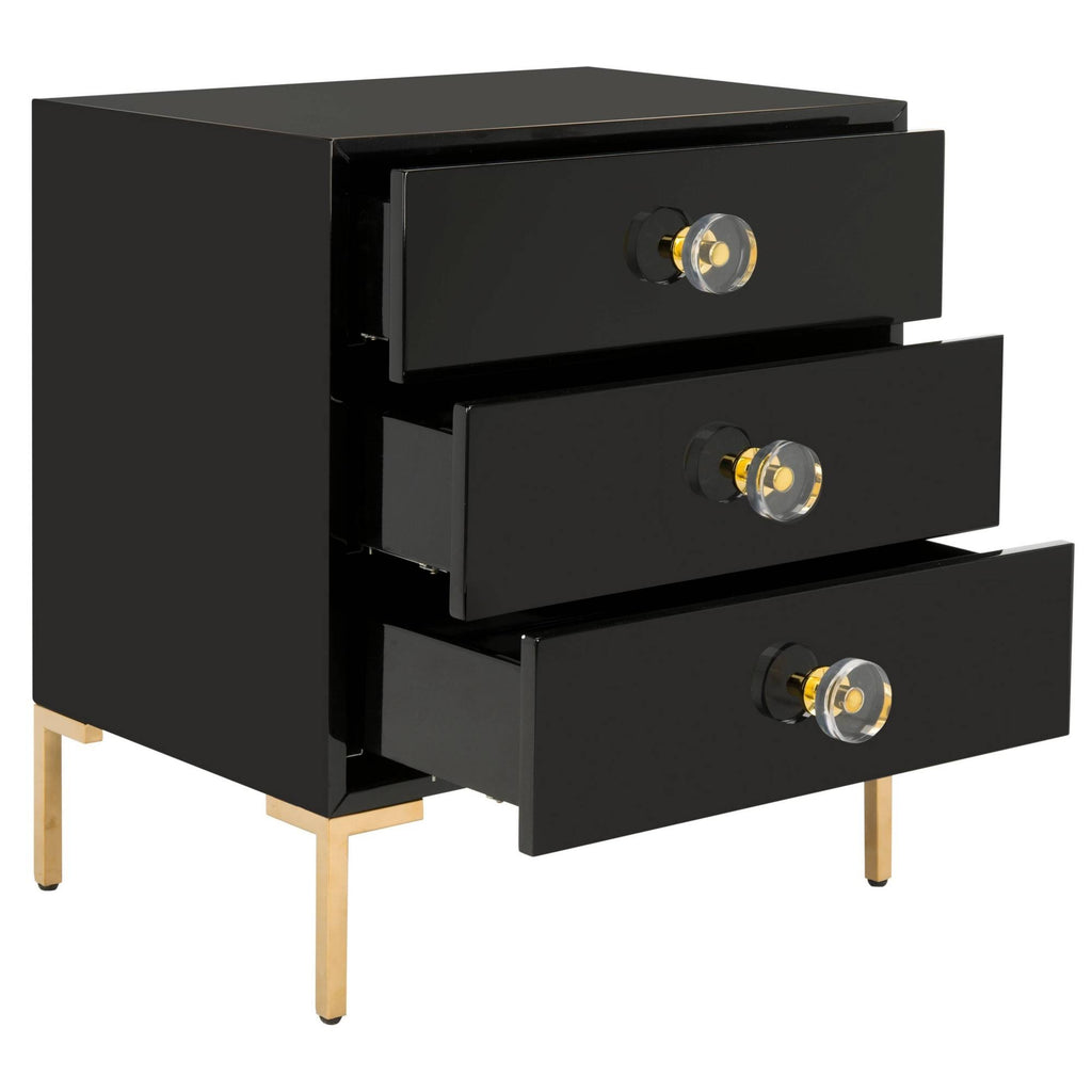 Black/Brass 3-Drawer Side Table L8478