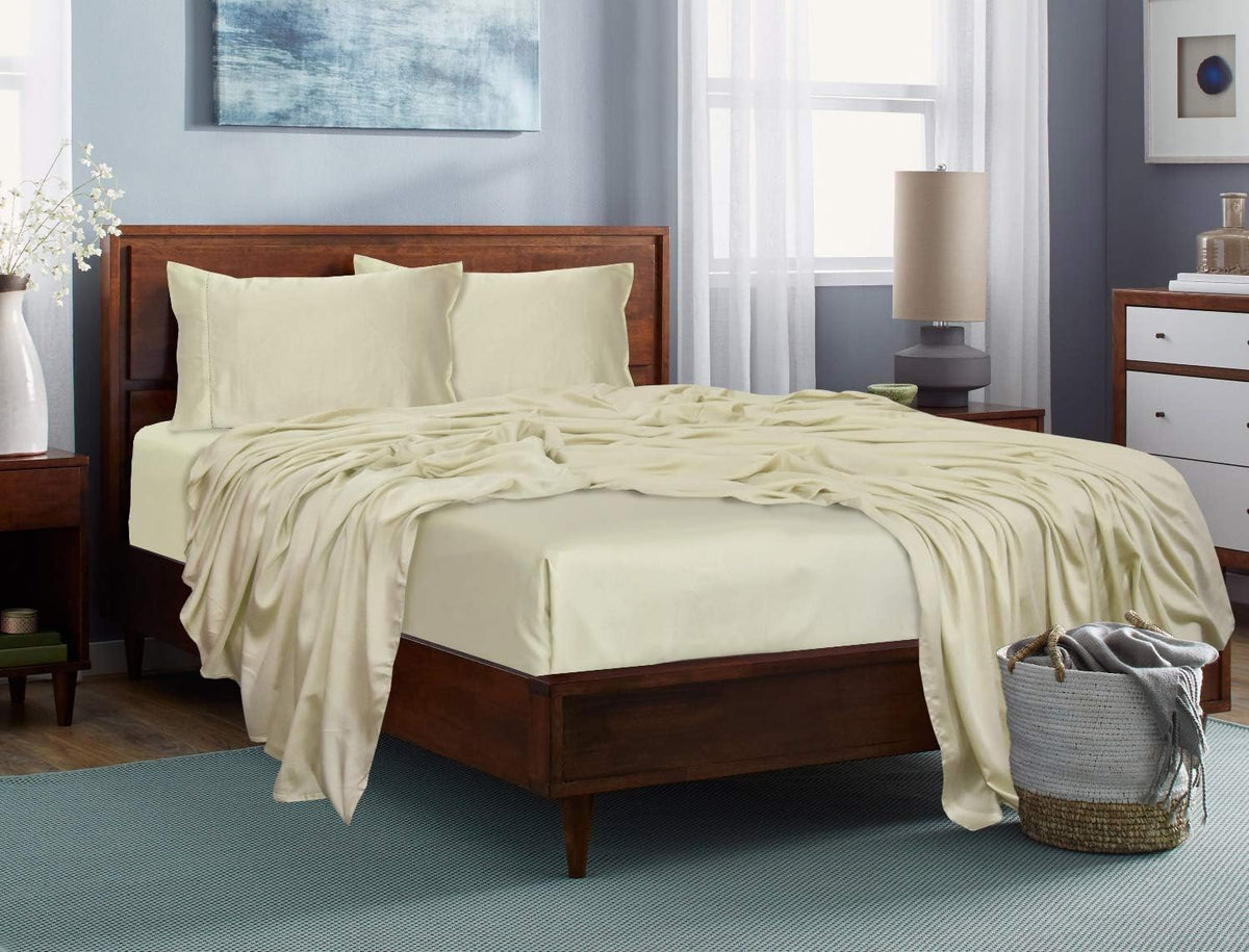 Split King Charcoal Gray 5PC Tencel Lyocell Bed Sheets Set Q808047