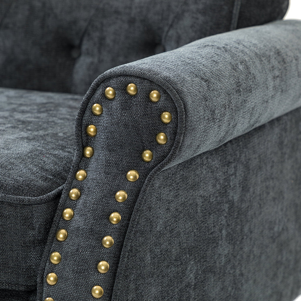 Charcoal Upholstered Accent Chair with Wood Legs Z1622