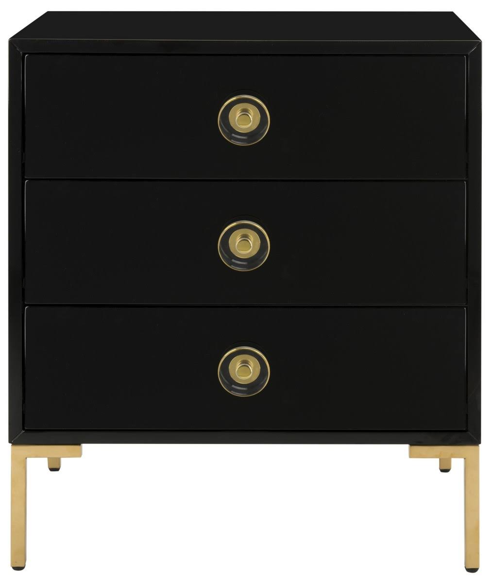 Black/Brass 3-Drawer Side Table L8478