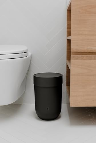 Small Black Trash Can with Lid I225