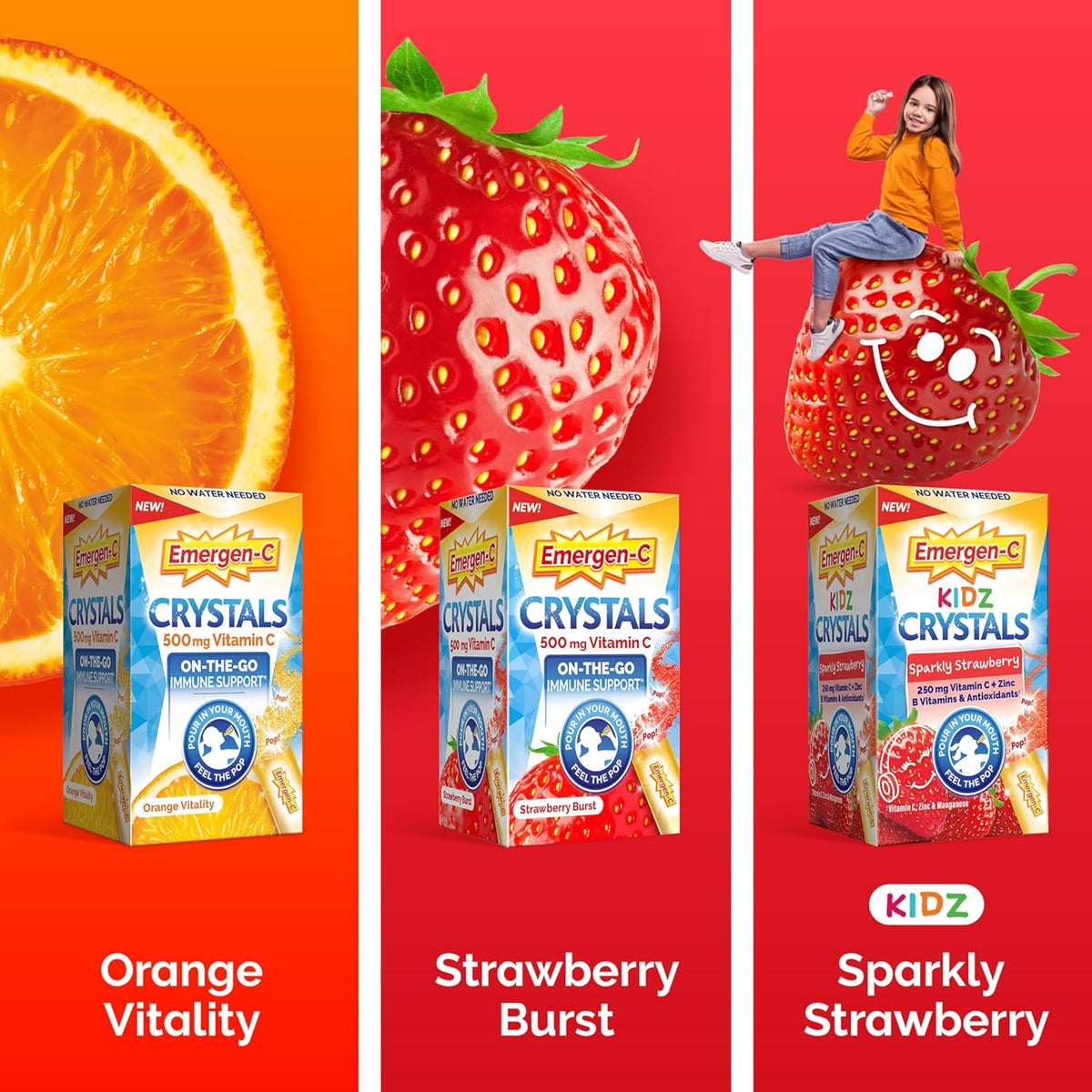 Sparkly Strawberry 28 Stick Packs Vitamin C Supplement K23823