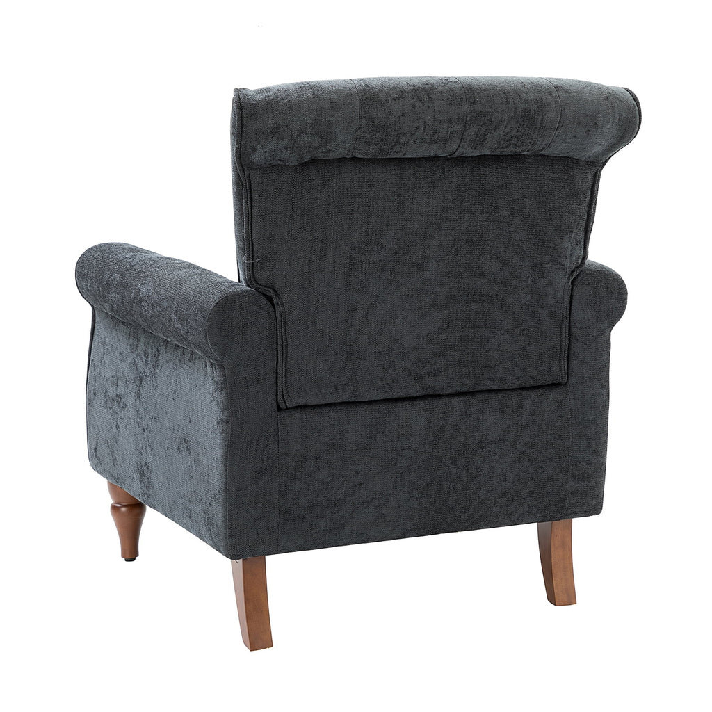 Charcoal Upholstered Accent Chair with Wood Legs Z1622