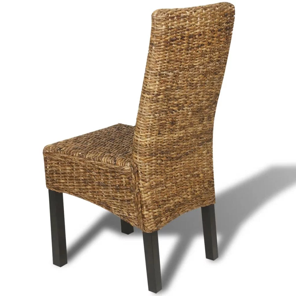 6 pcs Abaca and Solid Mango Wood Dining Chairs Y34110