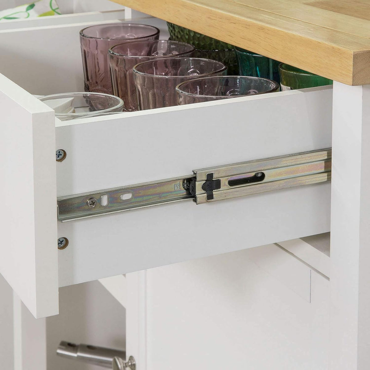 Kitchen Cart with Rubber Wood Top and Drawer I9532