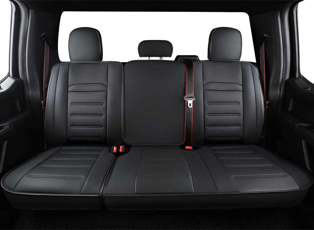 Faux Leather Seat Covers Full Set Black Gray I299