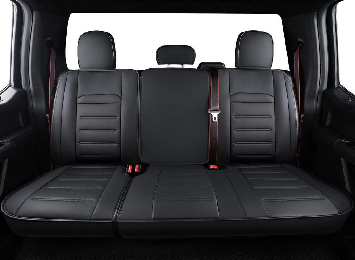 Faux Leather Seat Covers Full Set Black Gray I299