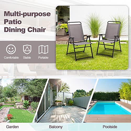 Portable Folding Chairs with Metal Frame & Armrest (4) A67510