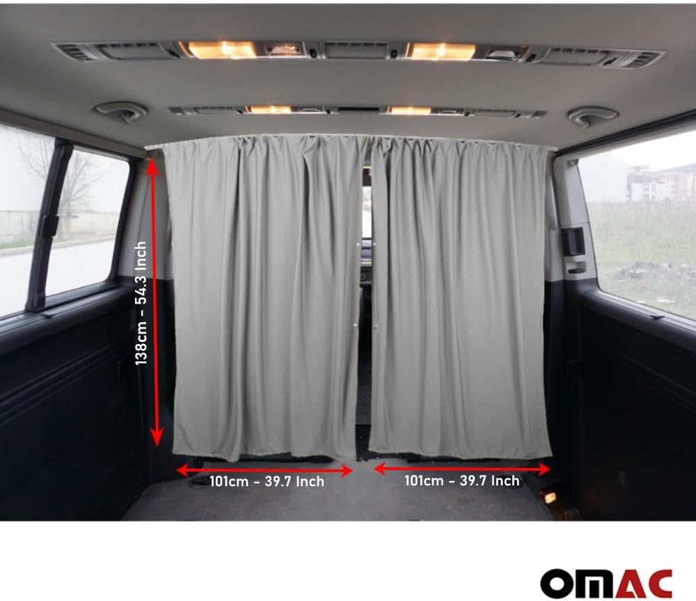 Grey Van Divider Curtains Sunshade Blinds Kit 2 pcs. Curtains 1pcs. Profiles Screws Z98645