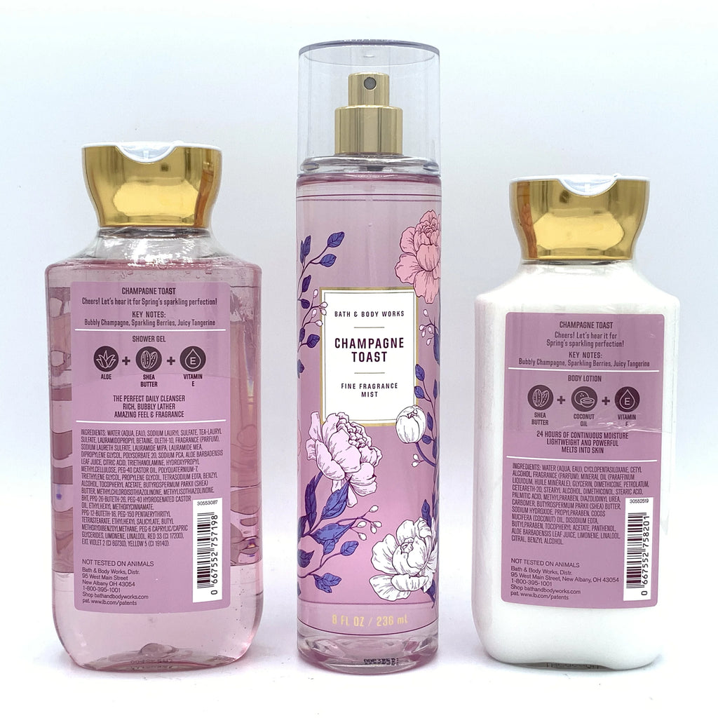 Champagne Toast Shower Gel, Fine Fragrance Mist and Body Lotion 3-Piece Bundle F812836