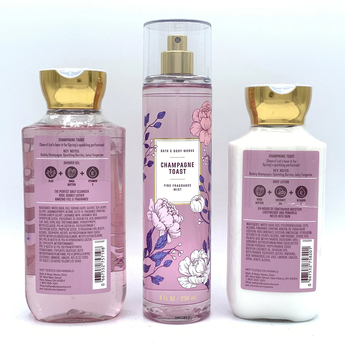Champagne Toast Shower Gel, Fine Fragrance Mist and Body Lotion 3-Piece Bundle F812836
