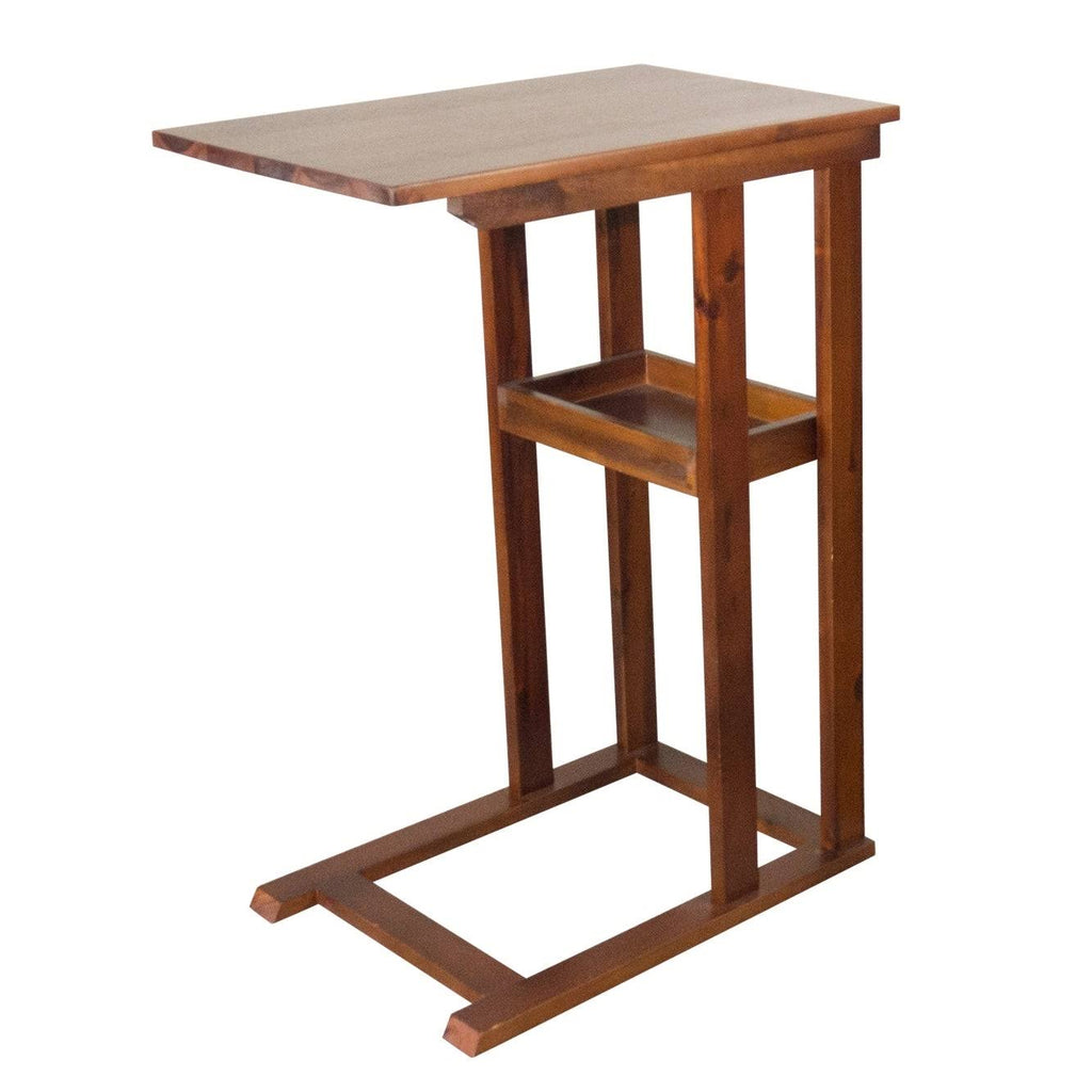 Solid Acacia Wood C Table with Storage Tray - Black M521