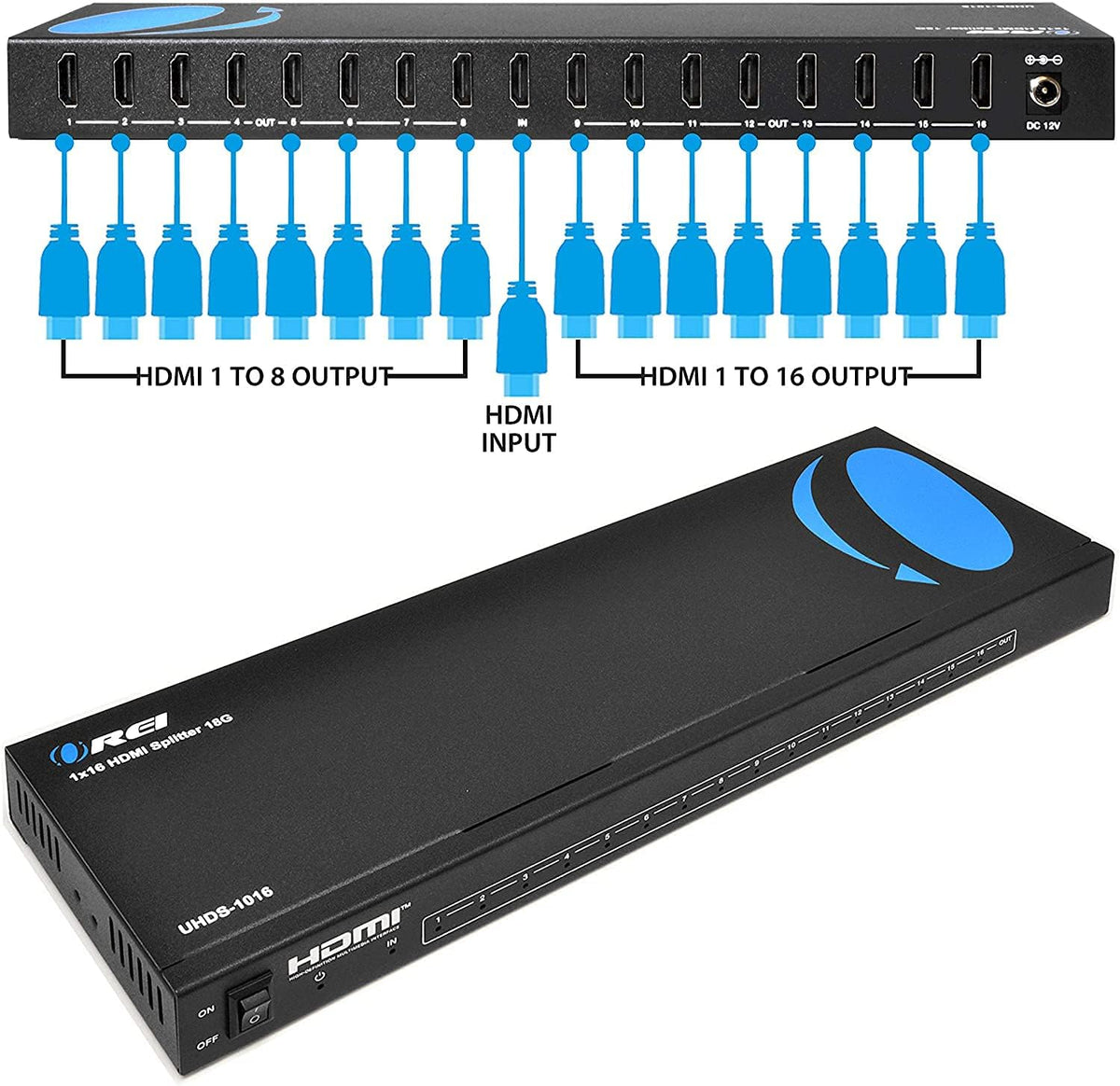 1 in 16 4K HDMI Splitter 4:4:4 8-bit HDMI 2.0 18 Gbps 4K @ 60Hz J9041
