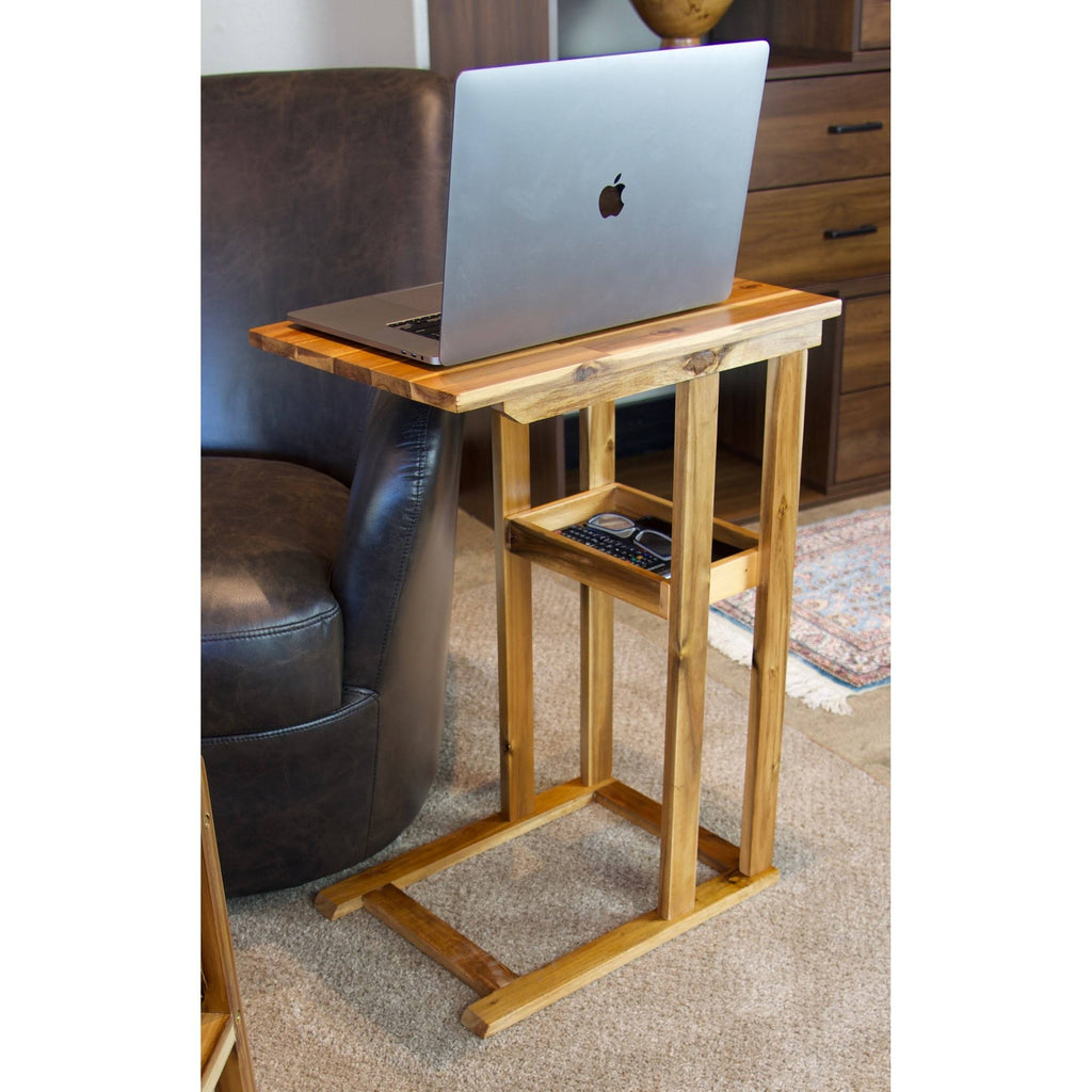 Solid Acacia Wood C Table with Storage Tray - Black M521