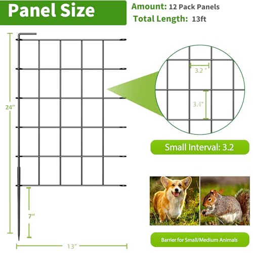 12 Pack 24 in x 13 ft Metal Wire Garden Fence Panels M505