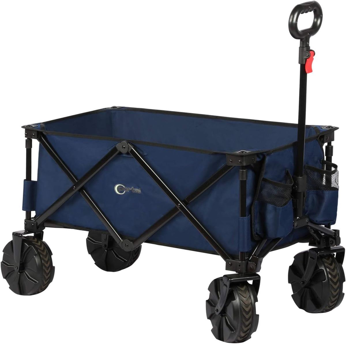 Collapsible Folding Utility Wagon Cart with 8 inches Wheels Blue I305
