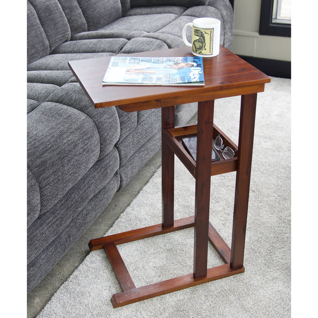 Solid Acacia Wood C Table with Storage Tray - Black M521