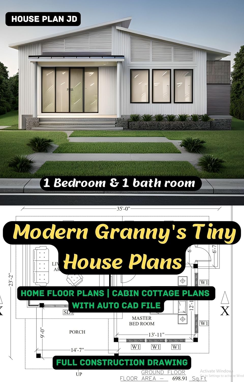 Tiny House Plans with Full Construction Drawing C90238