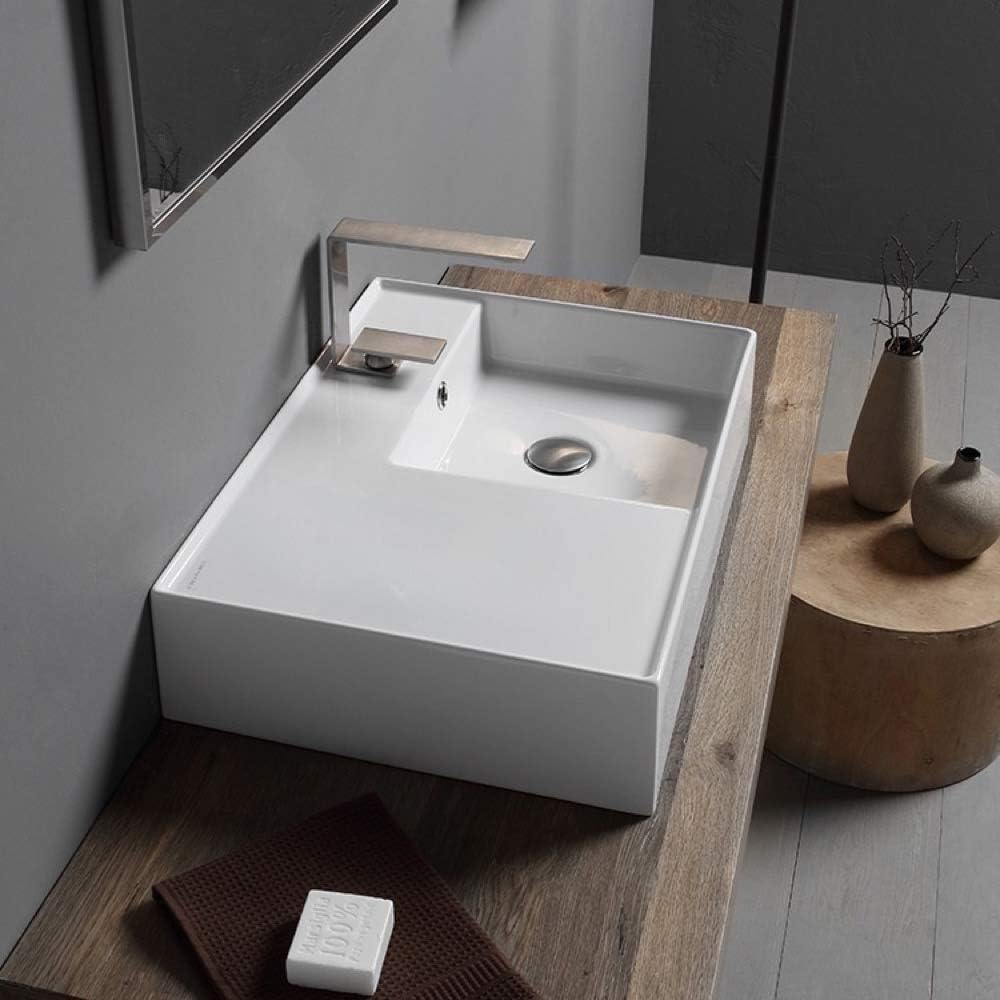 White One Hole Bathroom Sink M90313
