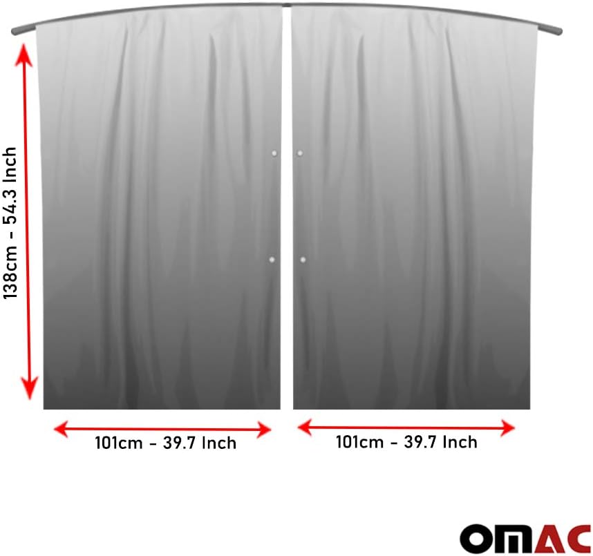 Grey Van Divider Curtains Sunshade Blinds Kit 2 pcs. Curtains 1pcs. Profiles Screws Z98645