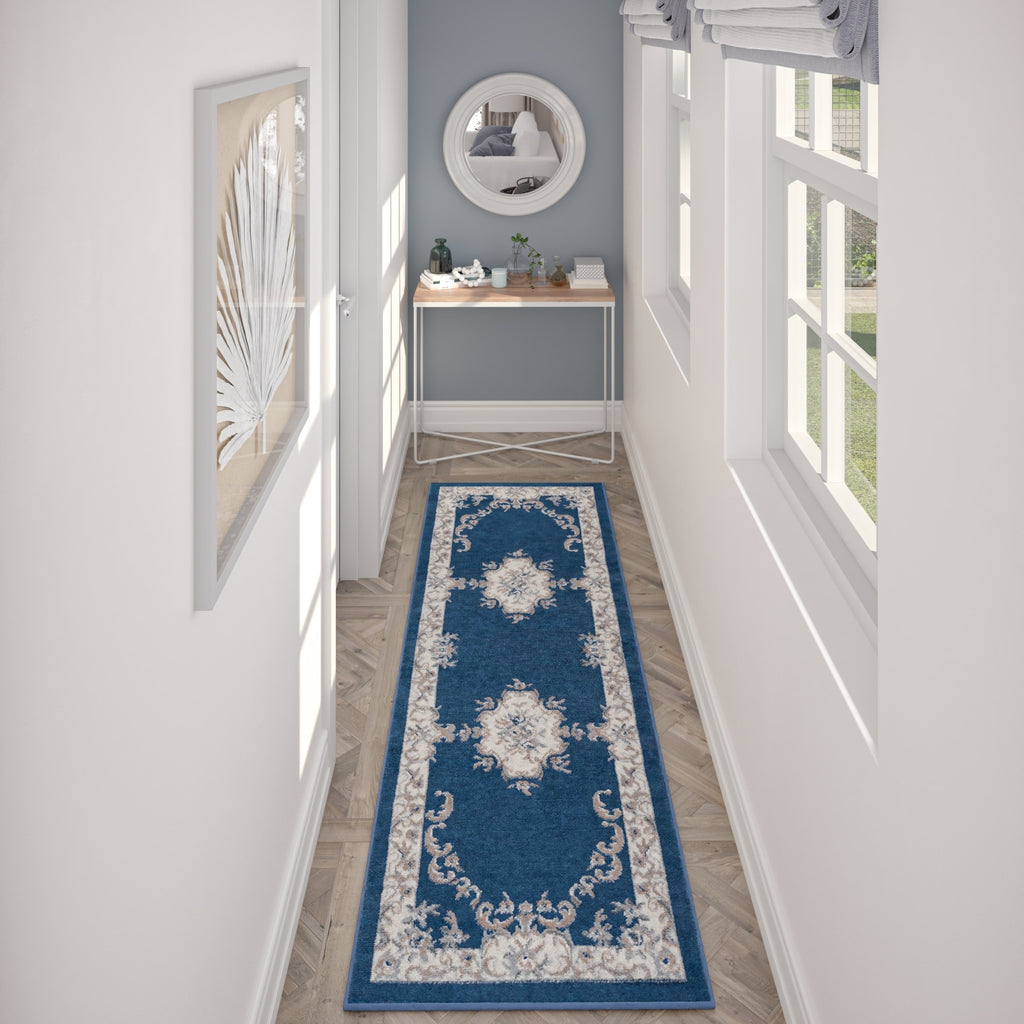 Navy 2'3'' x 7'3'' Runner Area Rug Q881
