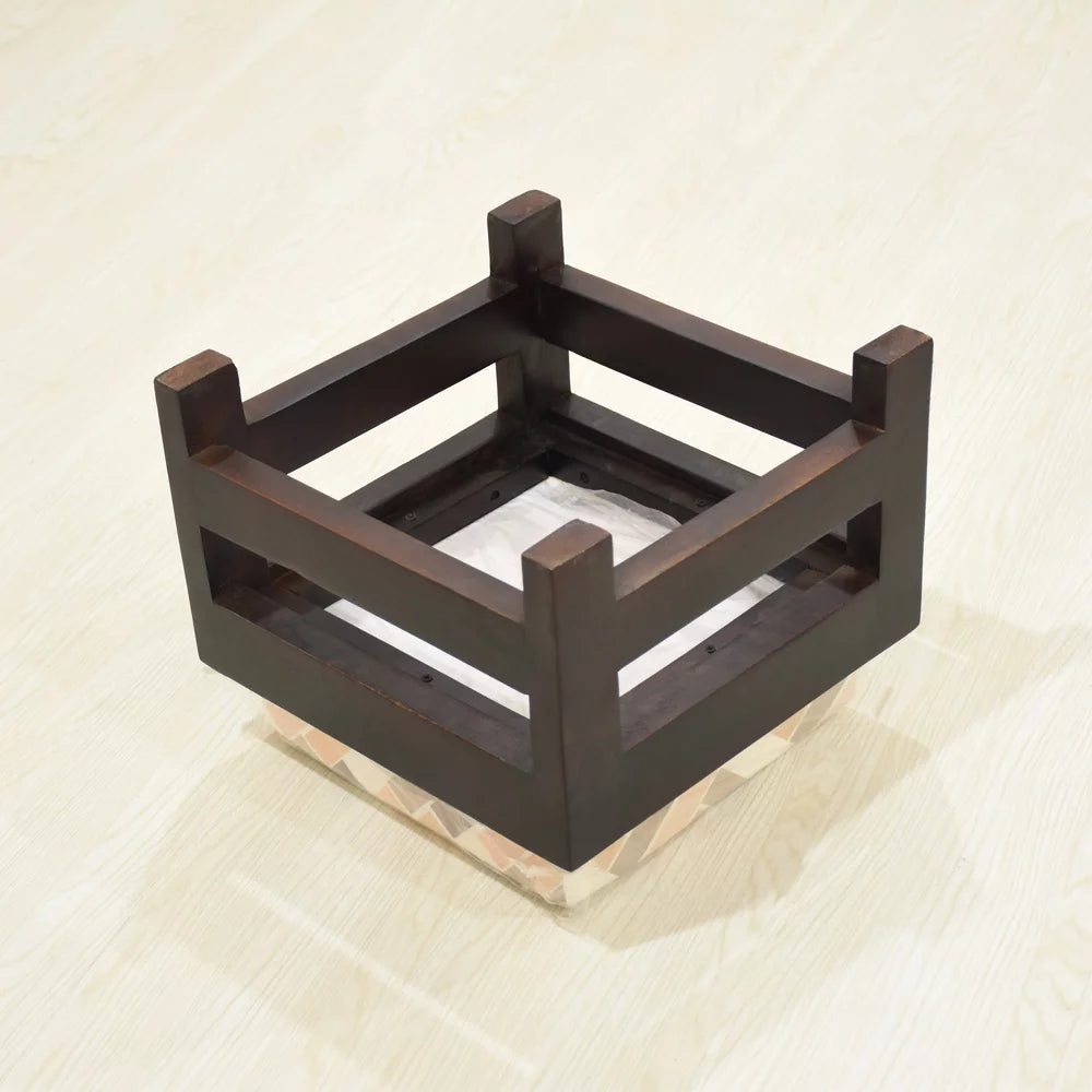 Handmade 100% Mango Wood Light Walnut Rectangular Indoor Stool D62497