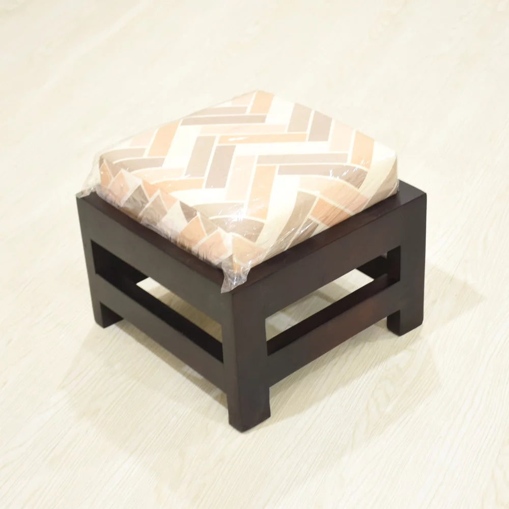 Handmade 100% Mango Wood Light Walnut Rectangular Indoor Stool D62497