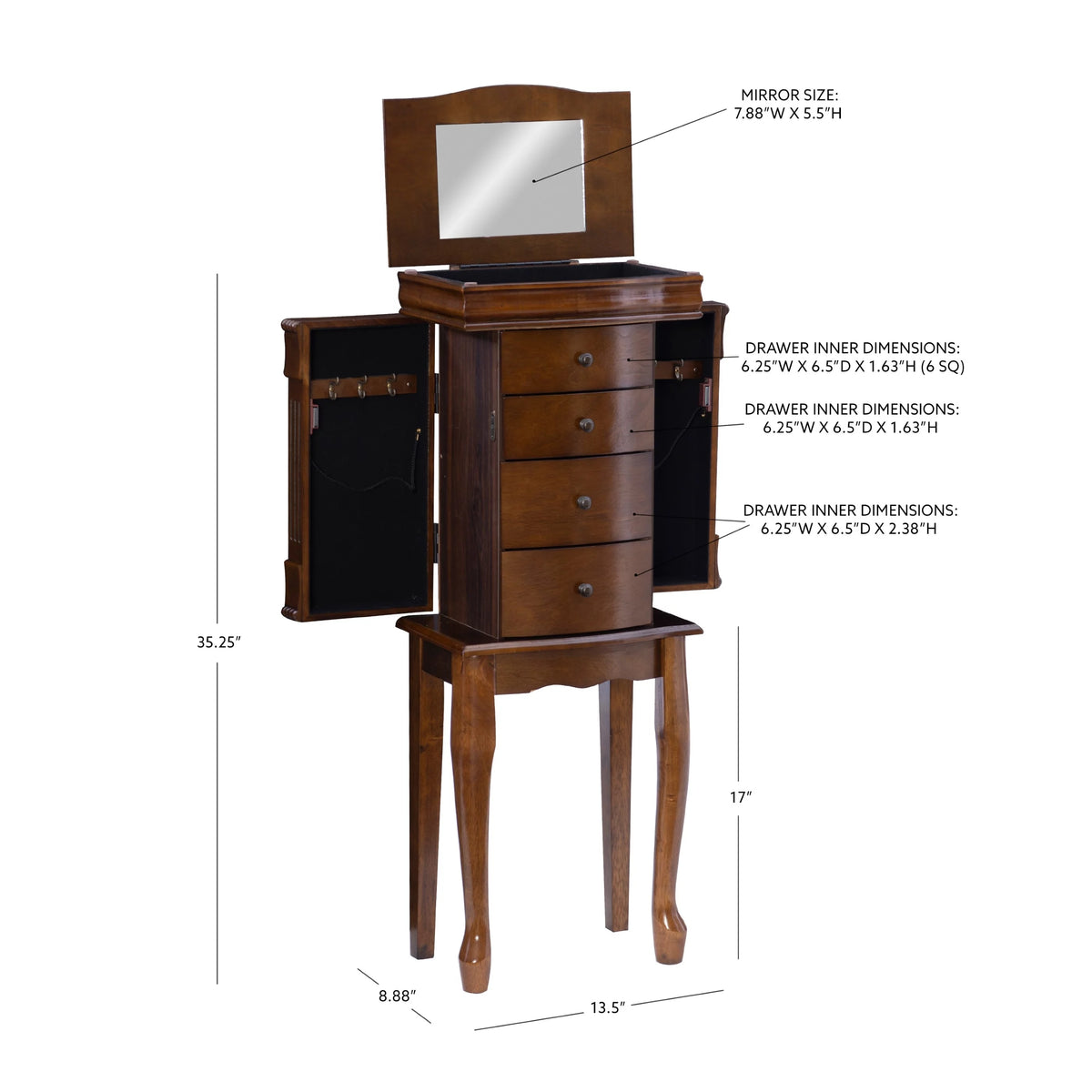 Walnut Jewelry Armoire W9946