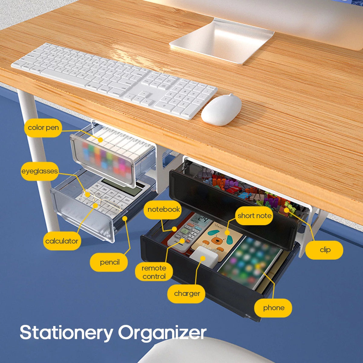 Invisible Under Desk Drawer Stationery Organizer L3664