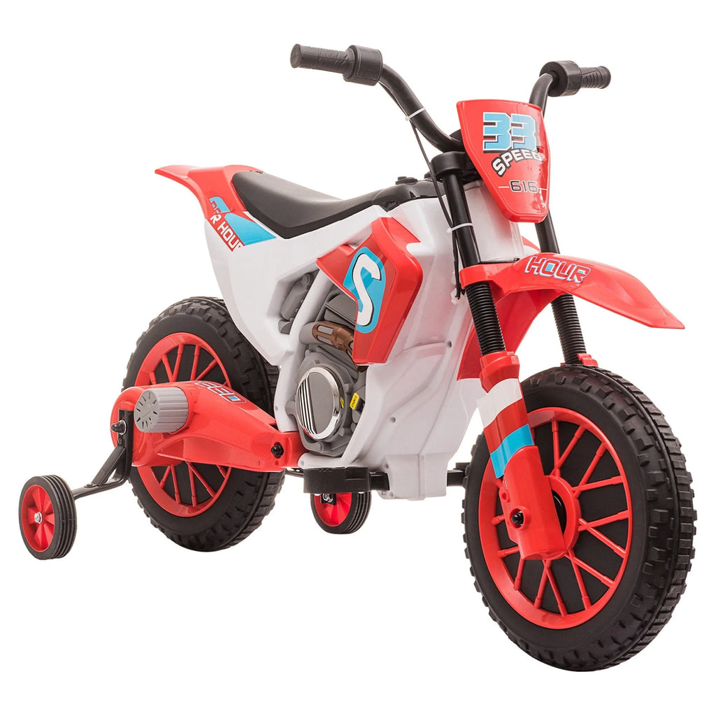 12V Battery-Powered Ride-On Motorcycle with Training Wheels Green B279287